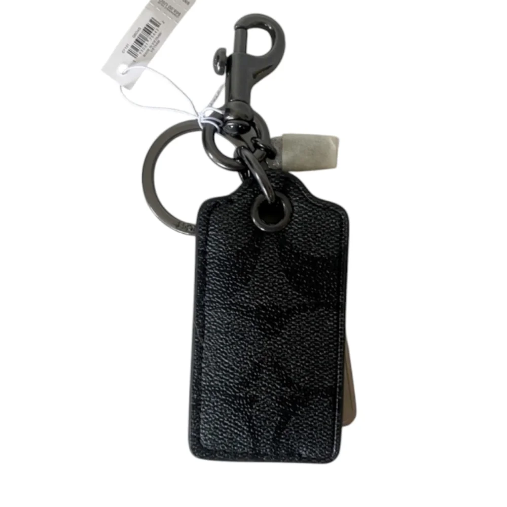 Coach Bottle Opener Key Fab Keychain in Signature Canvas Gunmetal/ Charcoal